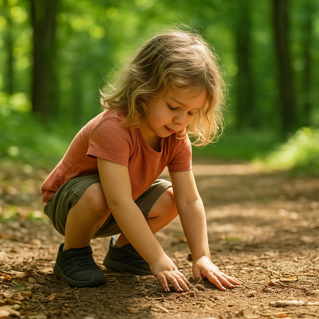foto mostra criança brincando na natureza