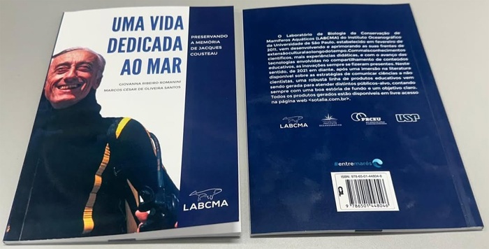 foto do Exemplar impresso do livro sobre Jacques Cousteau