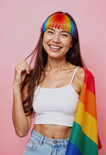 foto de mulher com cabelo pintado de arco iris, remete a matéria 11ª Feira Diversa une cultura, empregabilidade e representatividade LGBTQIA+ em São Paulo