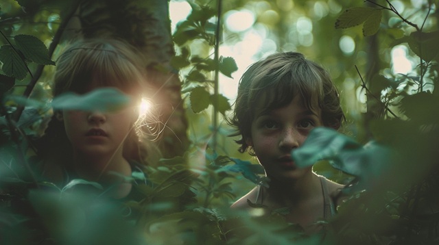 foto de um menino e uma menina em meio a floresta, remete a matéria COP30 sob pressão: guerras, tarifas e eleições ameaçam ambição climática global