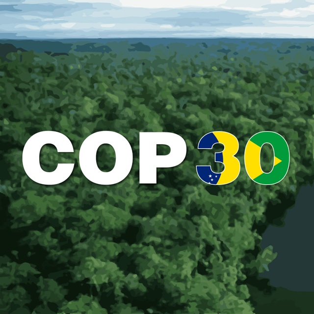 foto mostra floresta amazônica e escrito cop30 sobre ela, remete a matéria Cinco cartas da COP30: do mutirão global à justiça climática com protagonismo humano