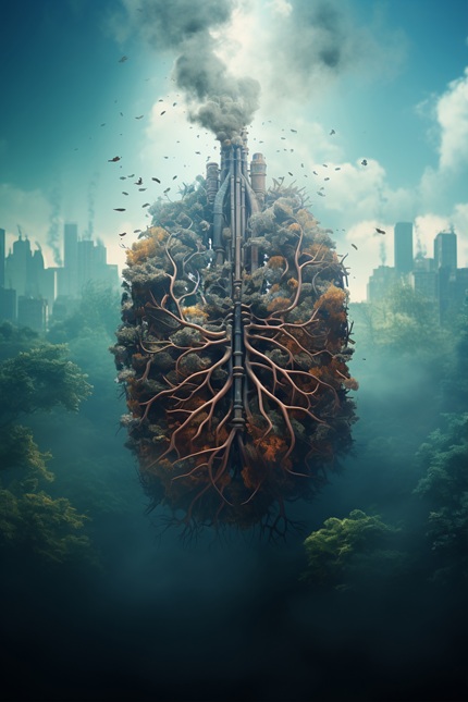 foto de um pulmão repleto de fumaça, remete a matéria Eletrificação de caminhões pode reduzir R$ 5 bilhões 
em gastos com meio ambiente e saúde pública