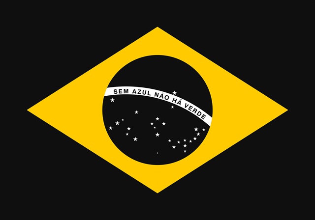 imagem da bandeira do brasil sem as cores azul e verde e escrito sem azul não há verde, campanha da SOS Oceano