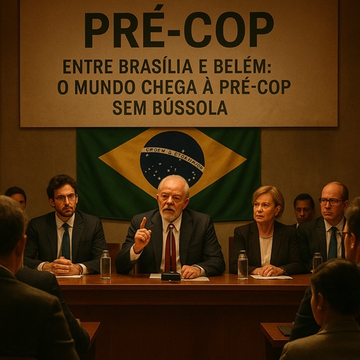 imagem gerada por ia mostra líderes da cúla reunidos, remete a matéria Entre Brasília e Belém: o mundo chega à Pré-COP sem bússola