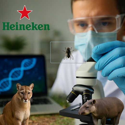 foto de cientista coletando dna de mosca, remete a matéria Heineken: quando a natureza brinda o futuro