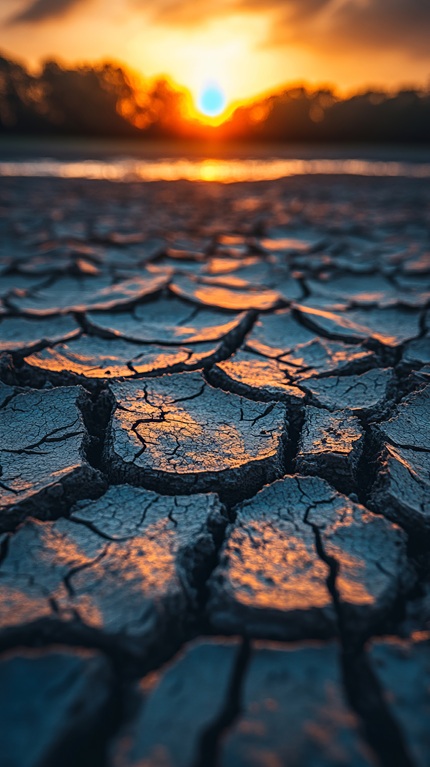 foto de solo seco com o por do sol ao fundo, remete a matéria Fundação José Luiz Setúbal é signatária de carta que propõe saúde como prioridade nas políticas climáticas