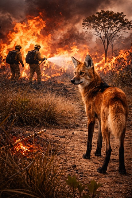 foto de lobo guará, remete a matéria Fundação Grupo Boticário destina até R$ 800 mil para ações de prevenção a incêndios no Cerrado goiano