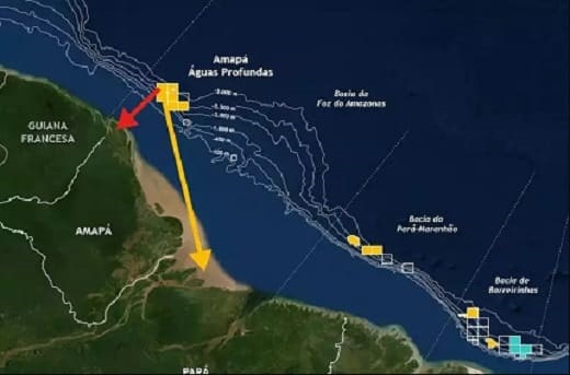 imagem mostra onde será a extração de petroleo na foz do amazonas, alusiva a matéria Dez coisas em que prestar atenção na COP28