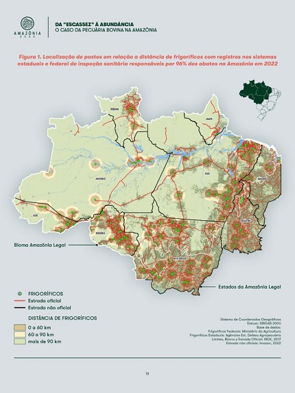 foto mostra o mapa da pecuária na amazônia