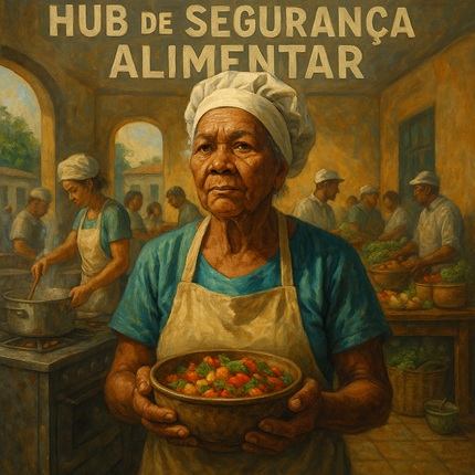foto de uma senhora negra segurando um prato de comida, remete a matéria Belém ergue um farol de dignidade: Hub de Segurança Alimentar propõe um novo pacto civilizatório na Amazônia